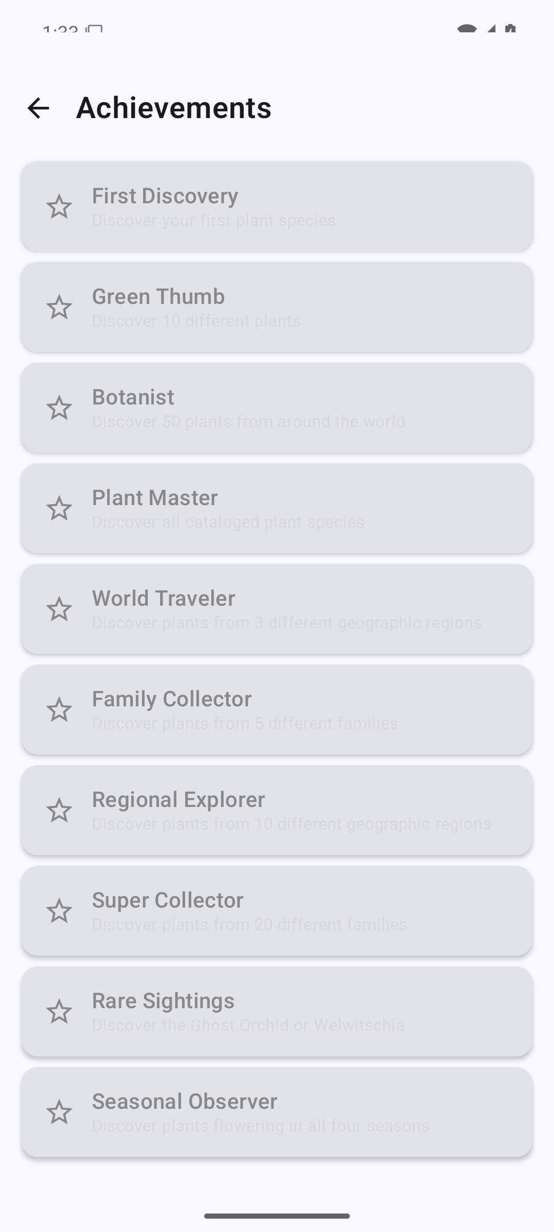 Achievements screen